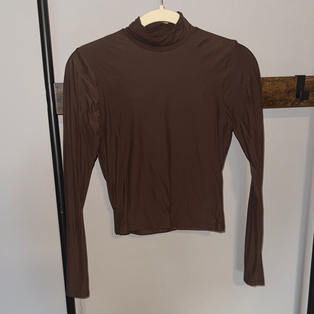 Abercrombie & Fitch Brown Mockneck Long Sleeve Top - Size Small